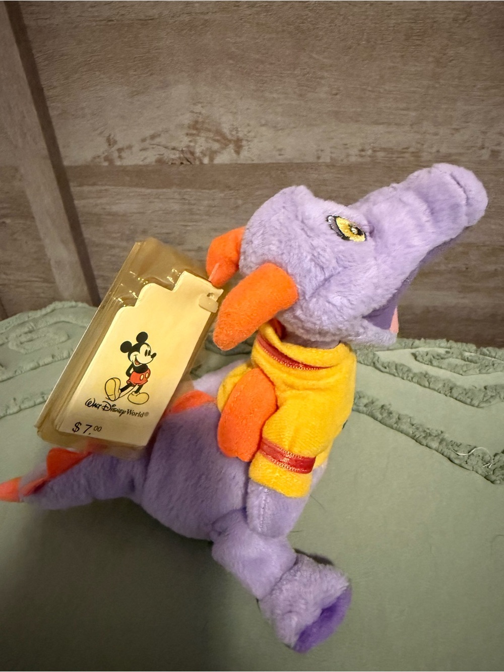 Walt Disney World FIGMENT 7" Mini Bean Bag Plush Dragon with original tag